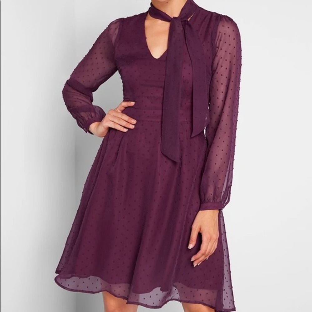 Apogee of Elegance Long Sleeve Dress Purple